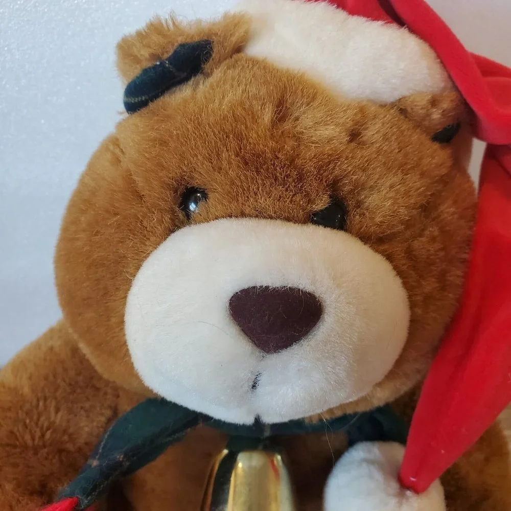 Vintage 90s Christmas‎ Musical Jingle Bells Plush Teddy Bear Stuffed Animal 11